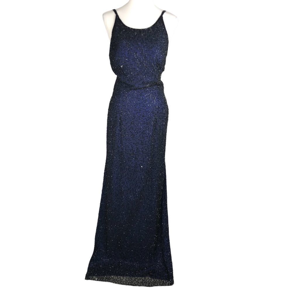 Andretta Donatello Silk and Hand Beaded Evening Gown sz L